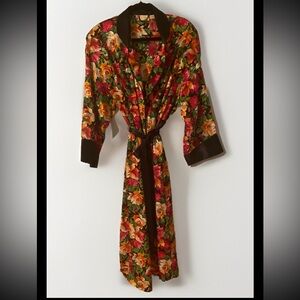 Victoria Secret Gold Label VINTAGE Roses Long Robe Size M/L EUC